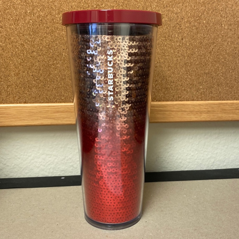 Starbucks Venti red/gold sequin tumbler 24oz